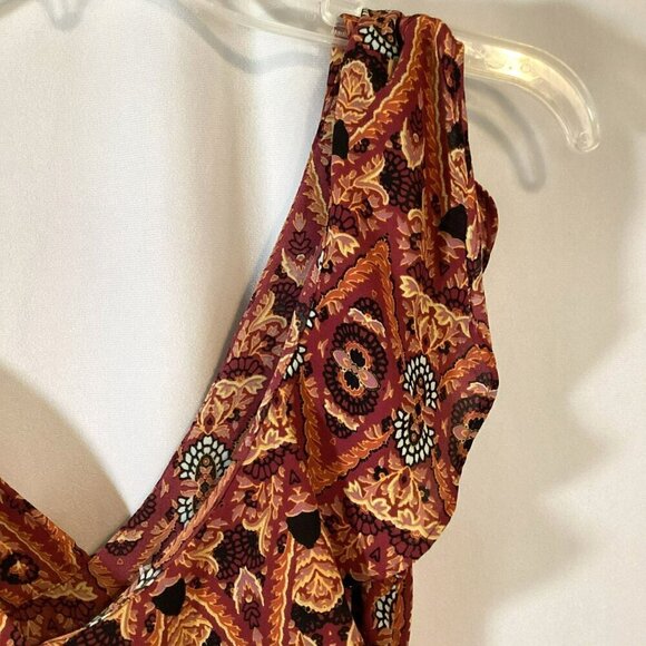 Xhilaration Jumpsuit Tribal Print Single Spaghetti Single Ruffle Sleeve Sz Small - Picture 4 of 10